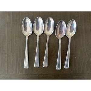 W R KEYSTONE ROGERS ONEIDA SILVER COFFEE TEA SPOONS‎  1938 AMHERST  5-PC . 6"L
